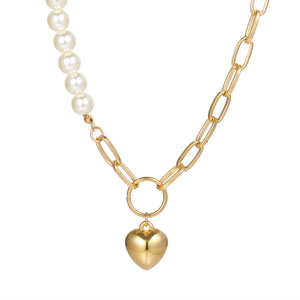 18,51 USD - Collier ras du cou en perles en forme de cœur, collier pour femme
