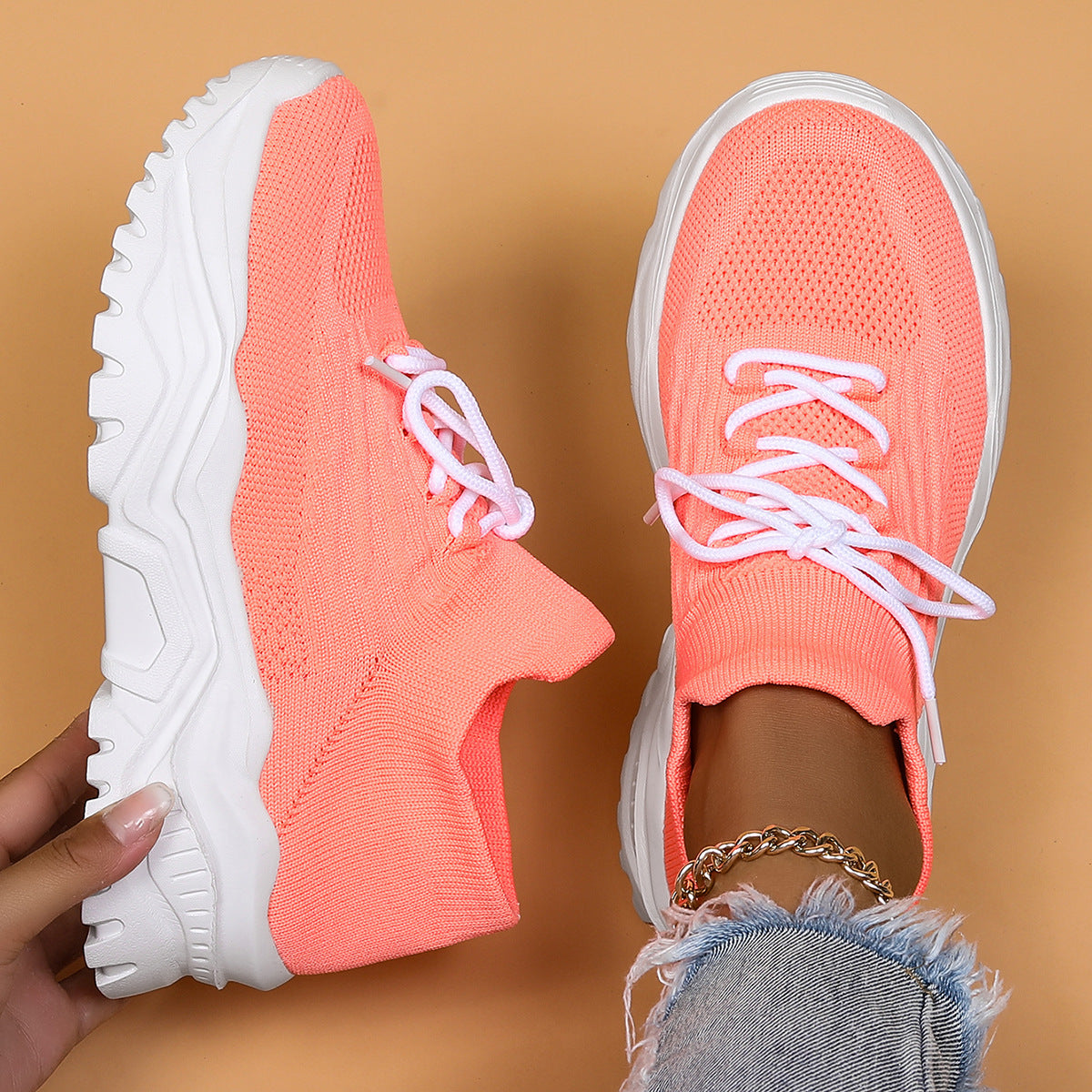Women's Sports Shoes Breathable Fly Woven Socks Shoes Lazy People One-Step Comfortable Shoes