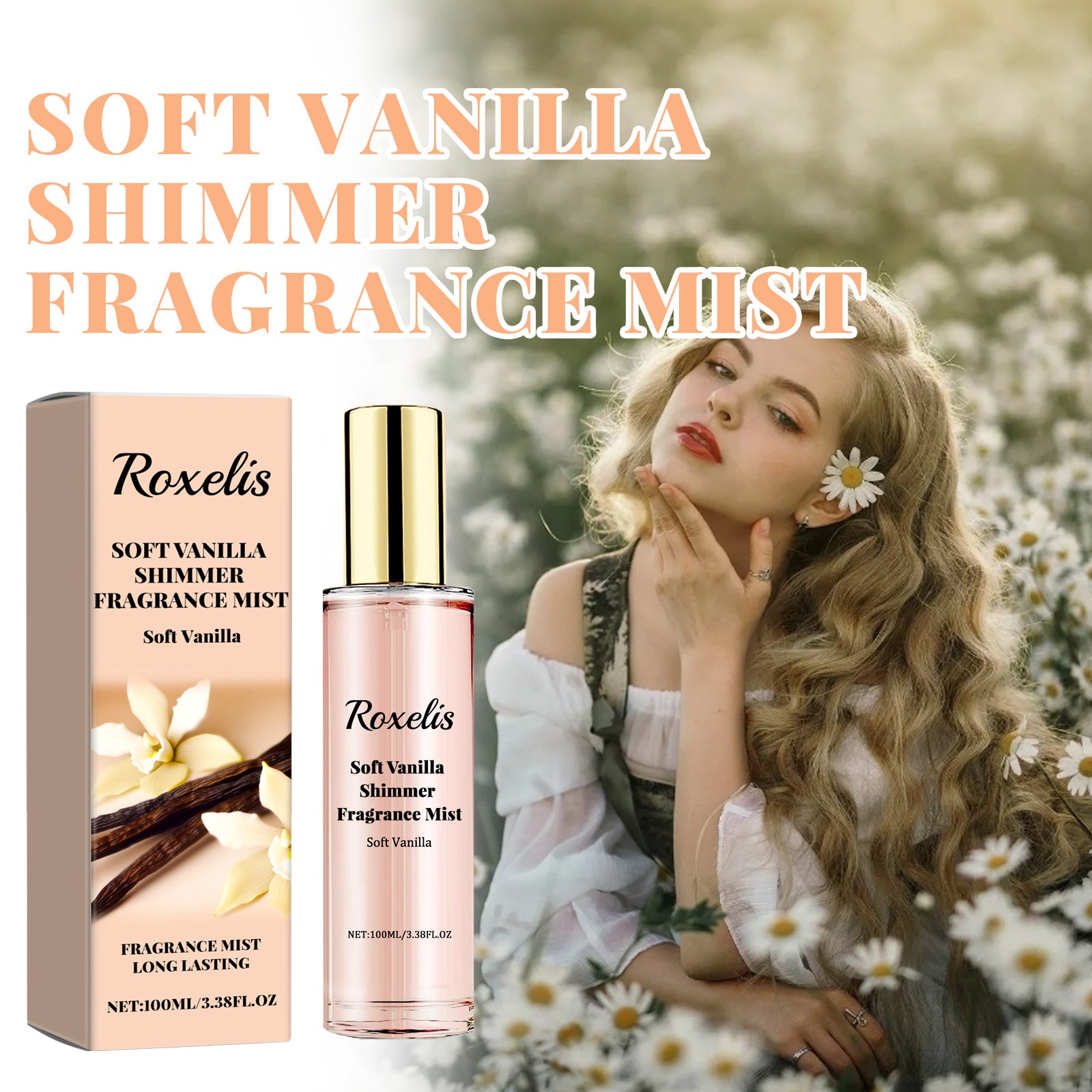 Bruma perfumada para el cuerpo, dulce de vainilla brillante, aroma fresco y natural de larga duración. Ideal para una cita romántica, crea un ambiente íntimo y sensual.