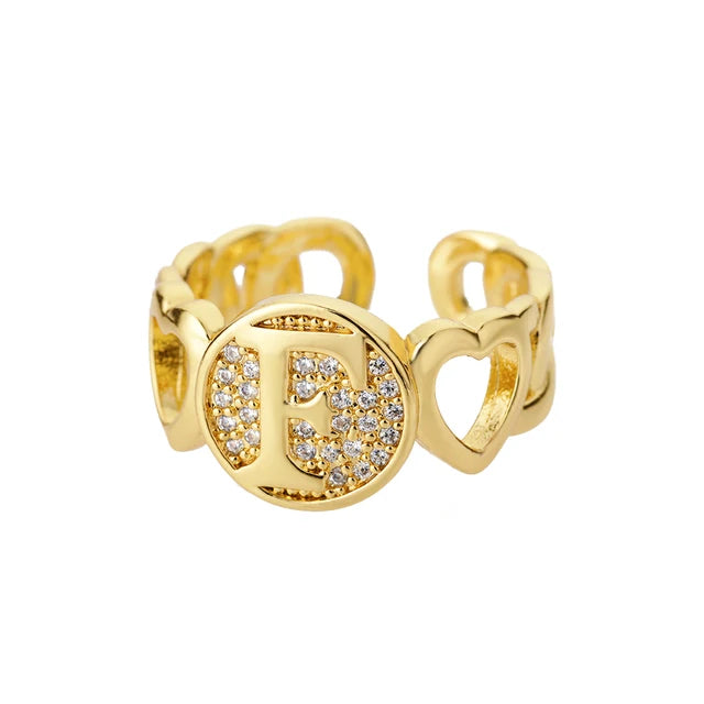 USD 7.92 - Women's Rainbow Zircon Initial Ring, Gold Stainless Steel, Adjustable, Bohemian Style. Couple Ring. Baguette Style Jewelry.