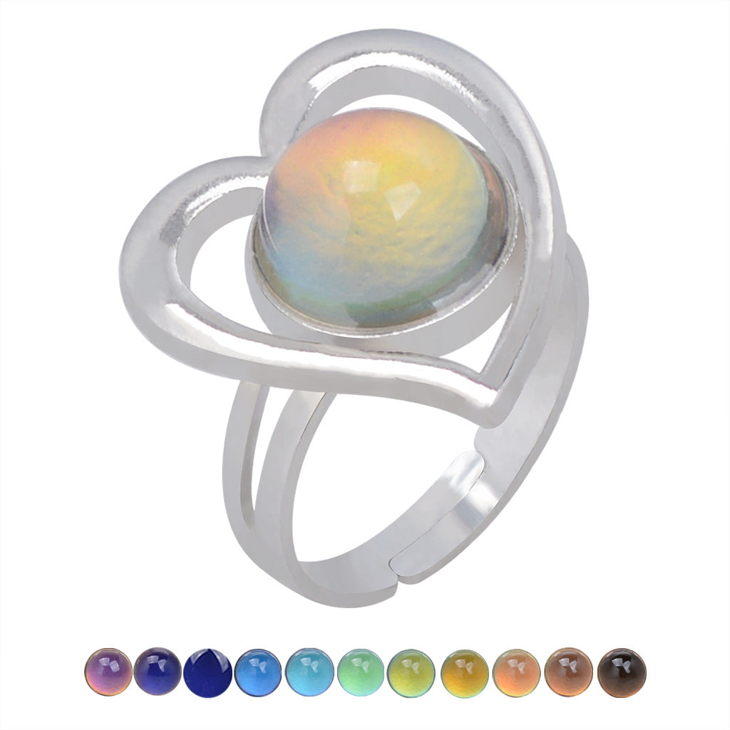 USD 13.98 - Vintage thermochromic ring for women, glamorous and elegant style, adorned with gemstones.