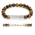 $13.53/18.44 - Natural stone lucky charm bracelet, tiger's eye, lapis lazuli, stainless steel chain with round clasp and wish paper.