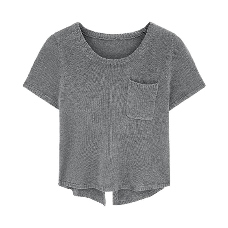 24,45 USD - T-shirt unis avec poche a manche courte