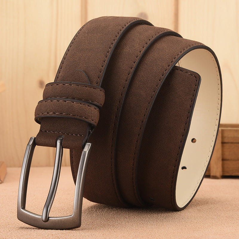US$13.86 - Men's Leather Belt, Velvet Buckle, for Mature and Young Adult Men.