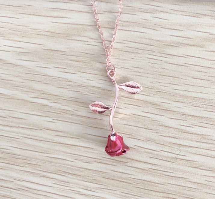 $12.80 - Creative Red Rose Pendant Necklace, ideal Valentine's Day gift.