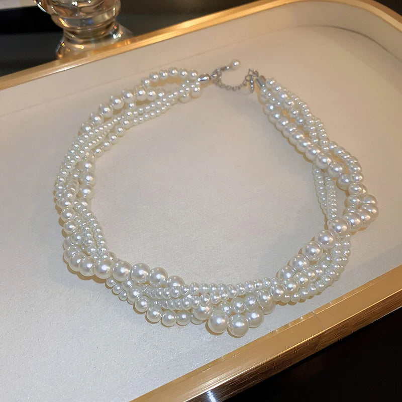 Colliers ras du cou en perles entrelacées pour femmes, colliers géométriques, bijoux de mariage et accessoires de bijoux pour la mariée