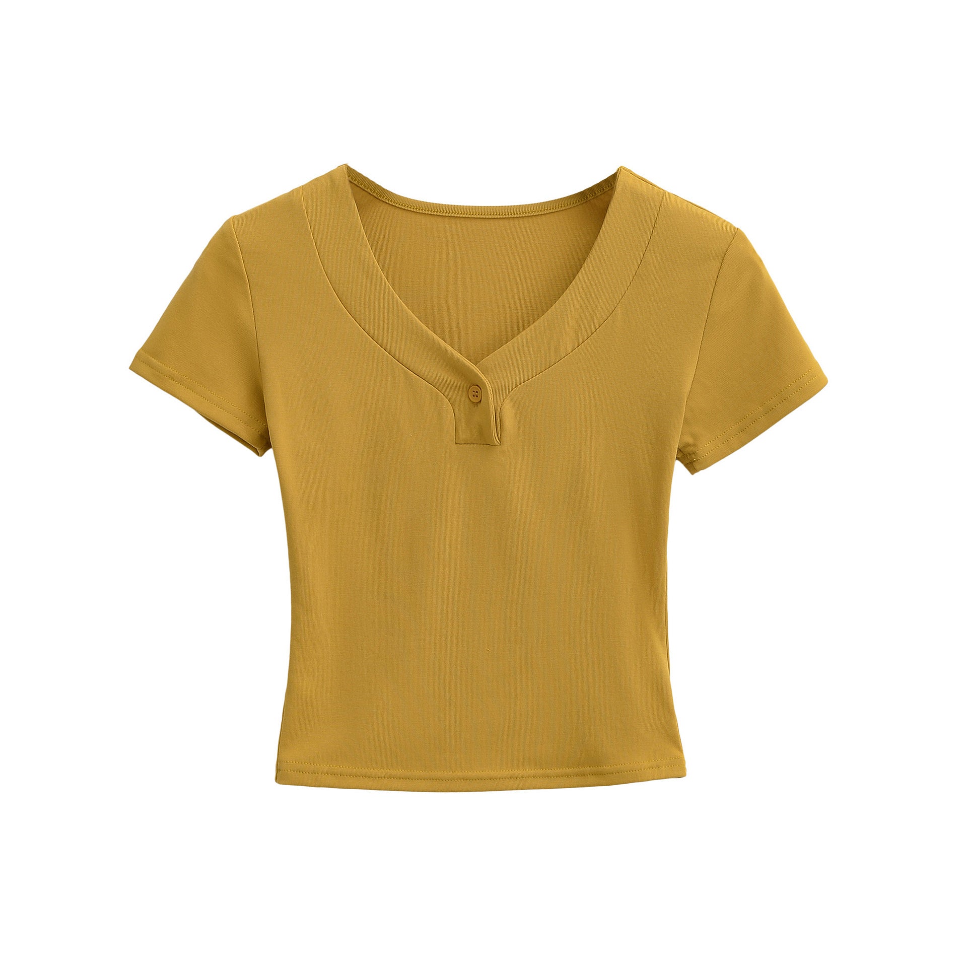 25.60 USD - Short-sleeved button-down plain t-shirt