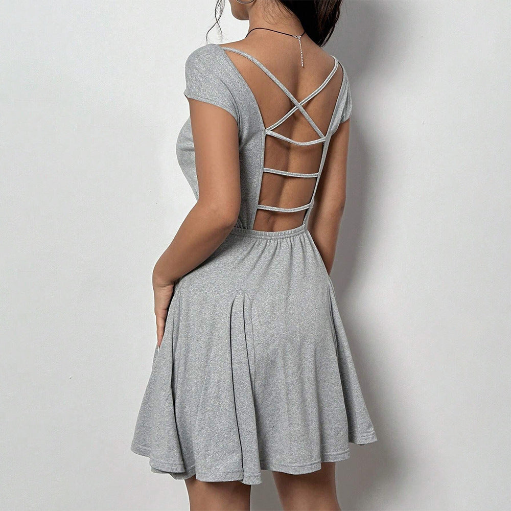 robe sexy sans col et à manches courtes