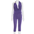 Ensemble deux pièces pour femme, style automne : crop top dos nu sexy et pantalon slim taille haute.