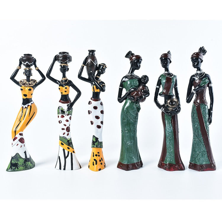 Figurine décorative en résine au design exotique représentant un personnage africain – Objet créatif pour bureau ou cadeau
