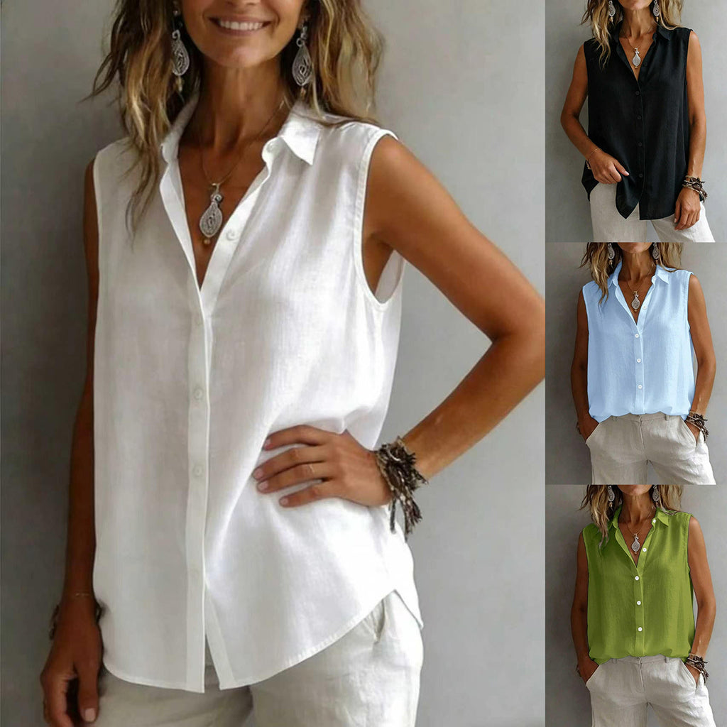 19.21 USD Chemise sans manches unie pour femme