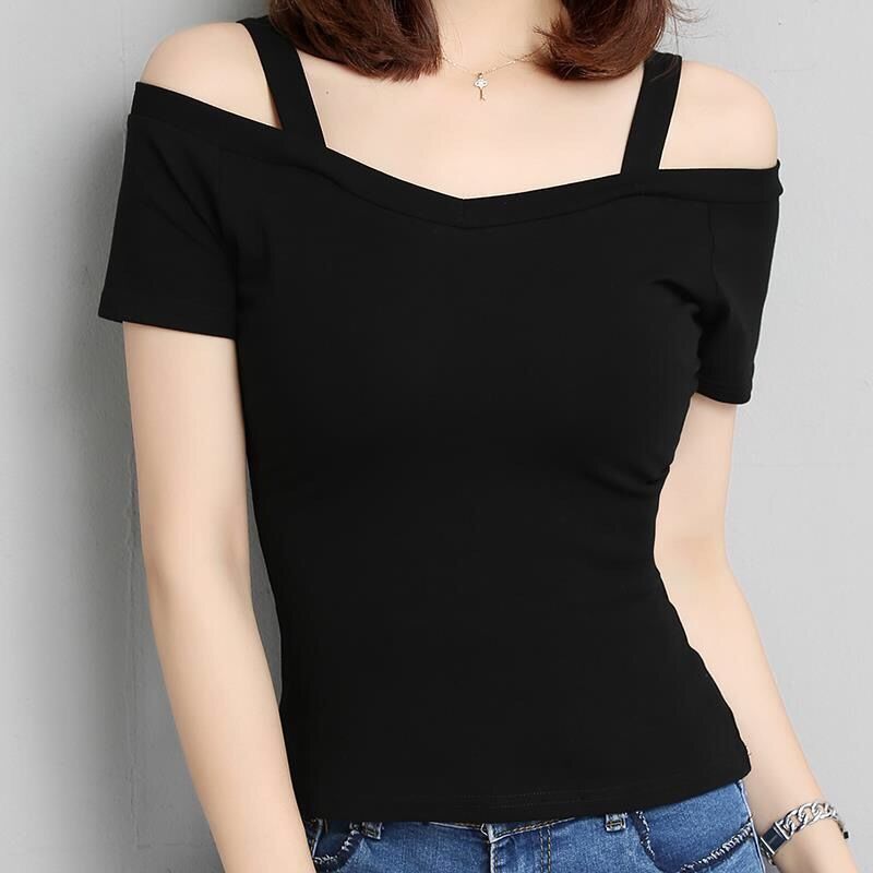 Women's one-shoulder sleeveless T-shirt