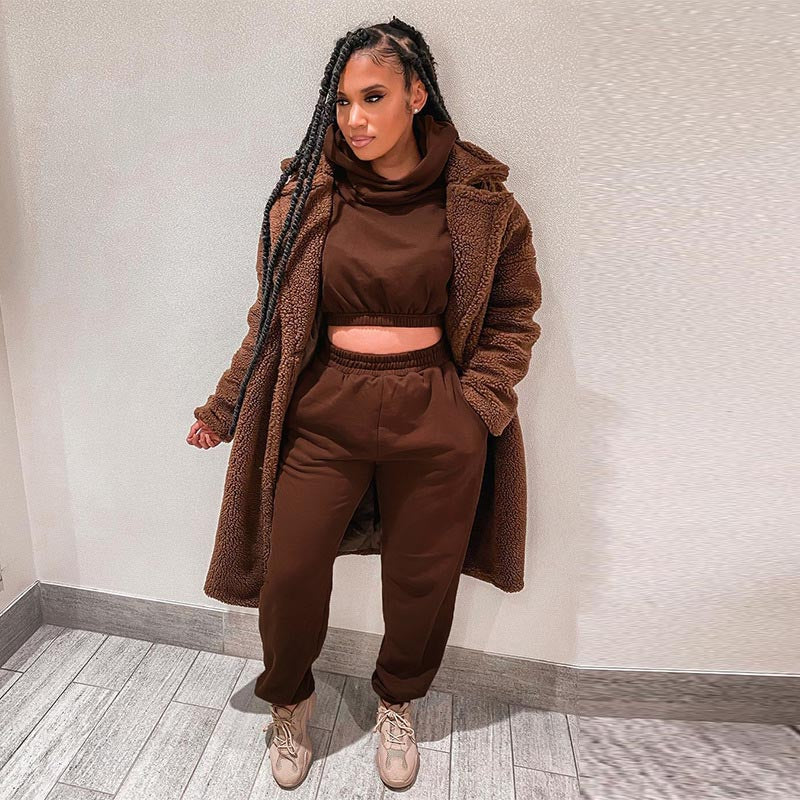 26,66 USD - Ensemble de survêtement décontracté chic automne-hiver pour femme, composé d'un sweat à capuche à manches longues et d'un pantalon, style streetwear sport.