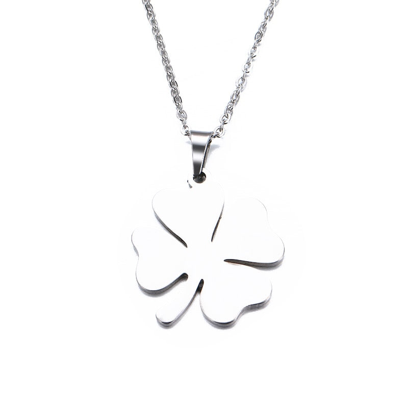 13.97 USD - DOTIFI Stainless Steel Necklace for Women and Men, Gold and Silver Color Clover Pendant.