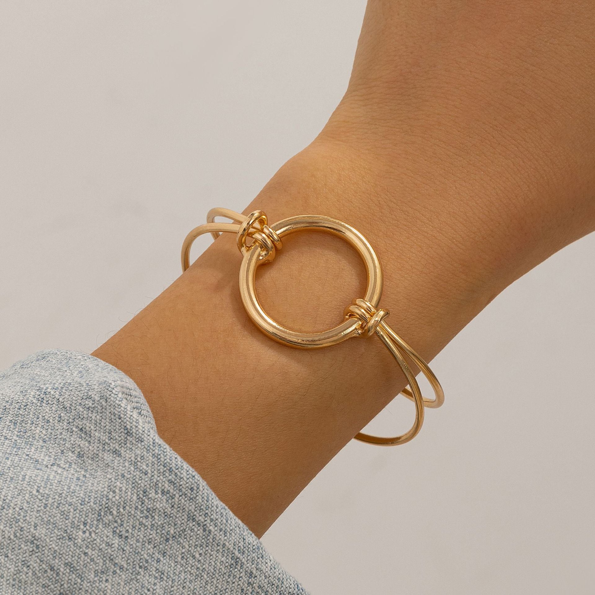 $7.22 USD - Double-row bracelet with hollow knot opening, trendy handmade accessory, ideal for women's daily wear.