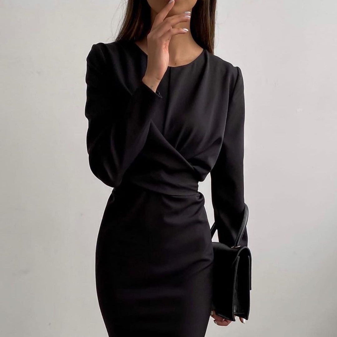 Women's Elegant Long-Sleeved Dress, French Vintage Style, Autumn Fashion