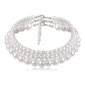 Collier ras-de-cou Ingemark Fashion multicouche en perles d'imitation blanches avec fixation métallique, large plastron, bijou pour femme charmante