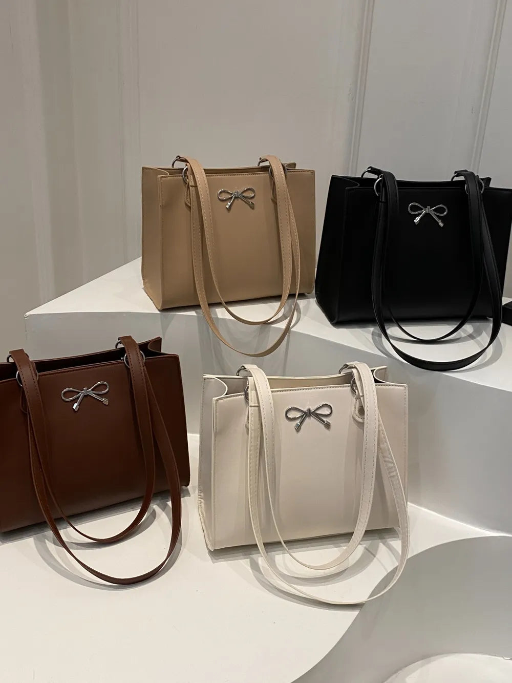 PU leather bag with bow