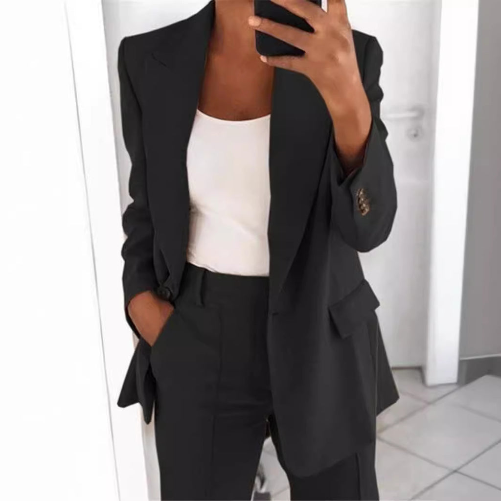 Women's blazer, slim fit, notched lapel, plain color