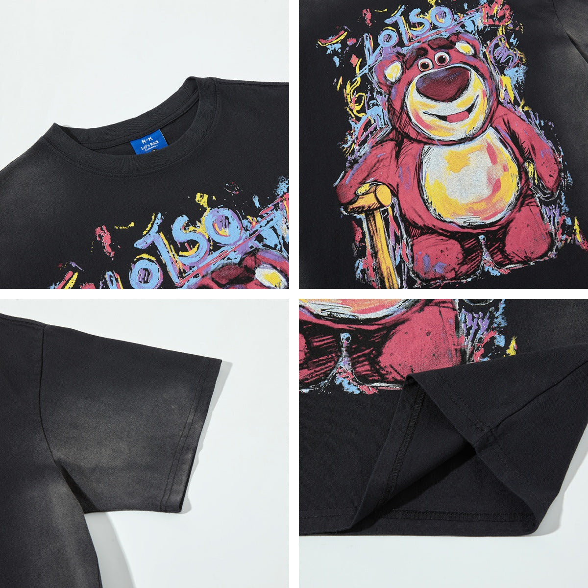 26.77 USD T-shirt à manches courtes imprimé d'un adorable ourson fraise, style décontracté pour homme et couple, idéal pour l'été.