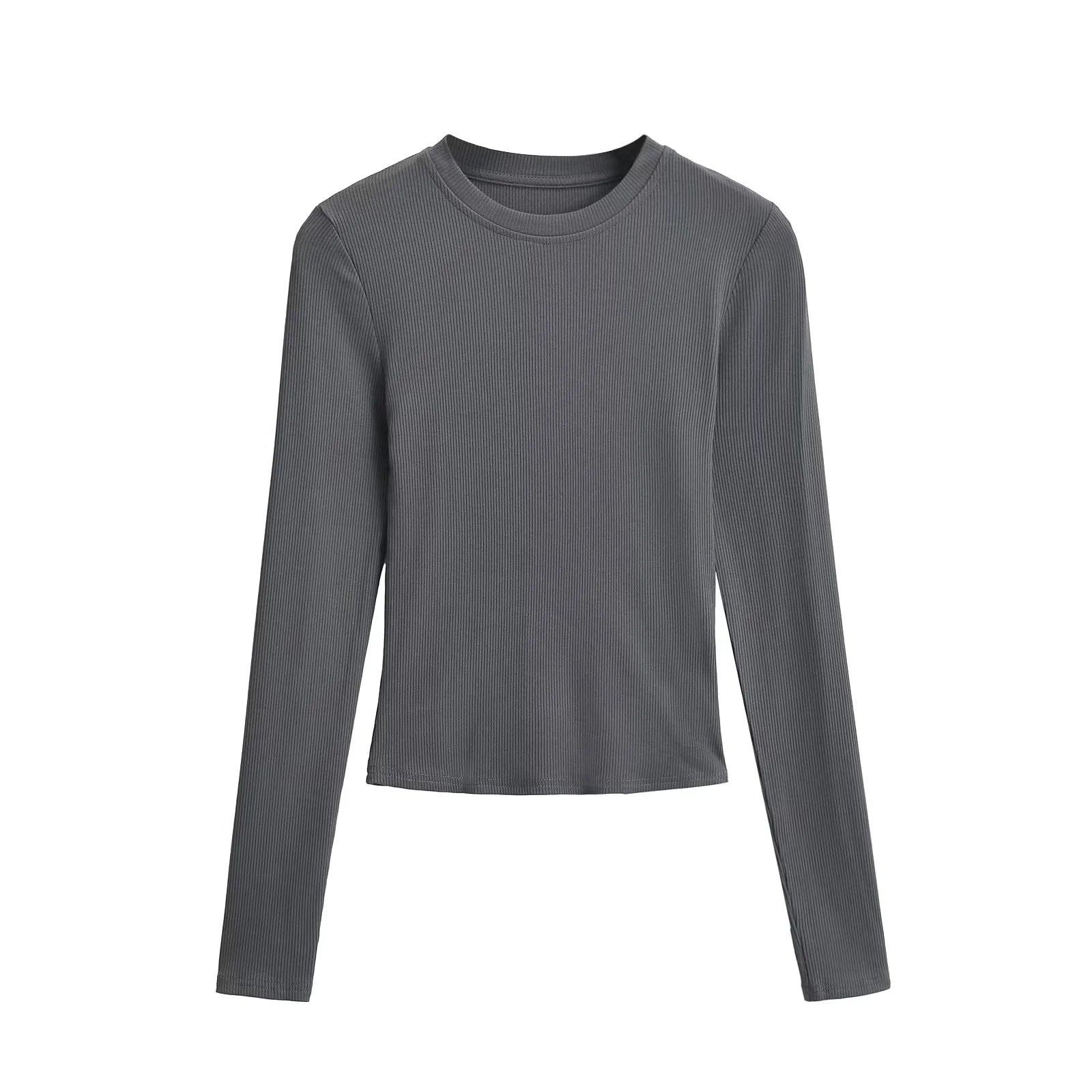 19.67 USD - Plain Round Neck Long Sleeve T-Shirt
