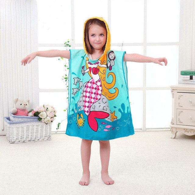 17.46 USD Cape de plage à capuche pour enfants, motif animaux, en microfibre, 60 x 120 cm, idéale pour la natation et le bain. Convient aux bébés et aux filles.