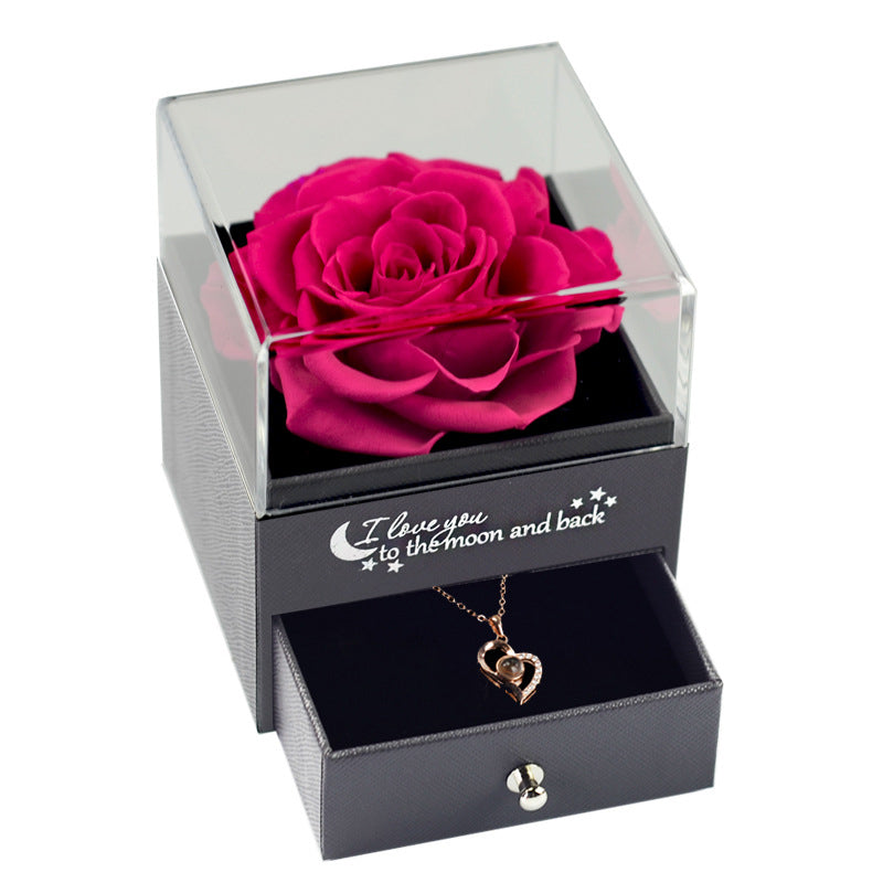 11.64/ 25.62 USD - Eternal Rose Jewelry Box Necklace Gift Set