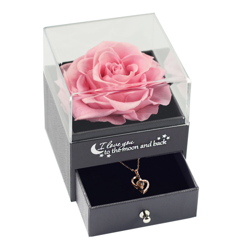 11.64/ 25.62 USD - Eternal Rose Jewelry Box Necklace Gift Set