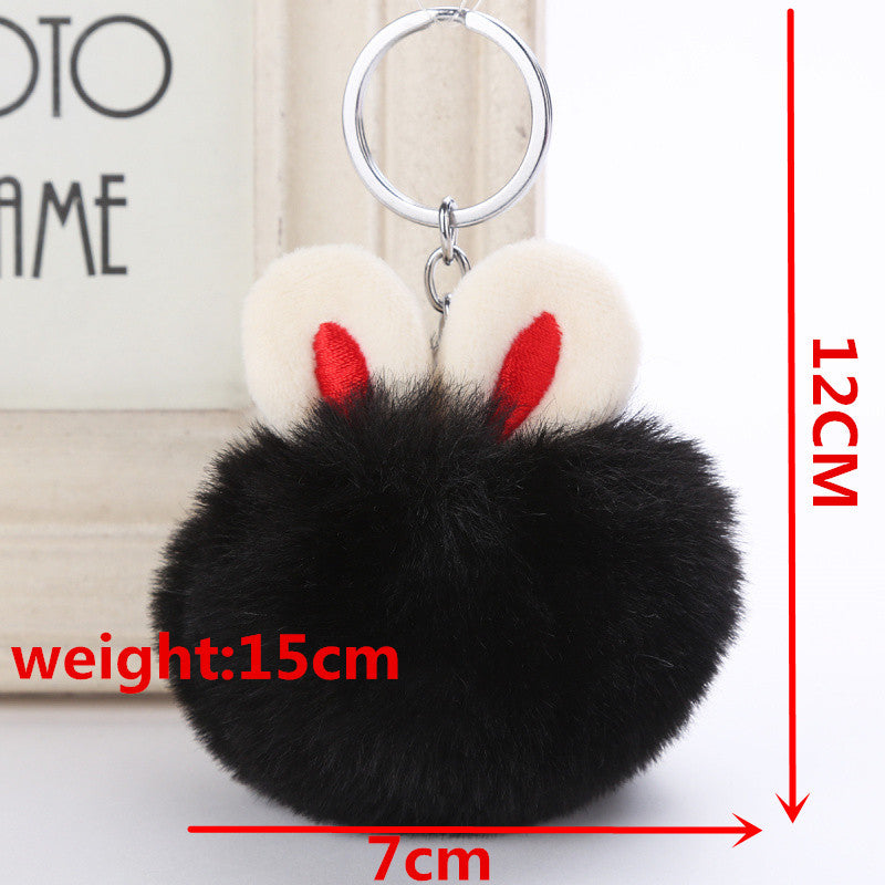 13,98 USD - Pendentif boule de poils oreilles de lapin mignonnes, accessoires de mode pour sacs à main, porte-clés en peluche, ornements