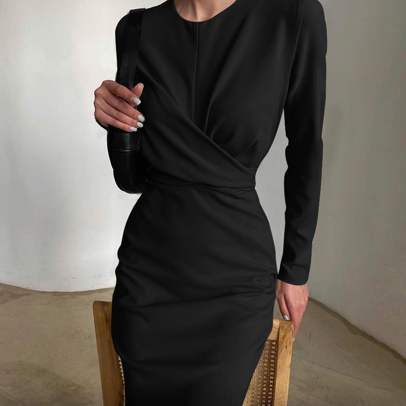Women's Elegant Long-Sleeved Dress, French Vintage Style, Autumn Fashion