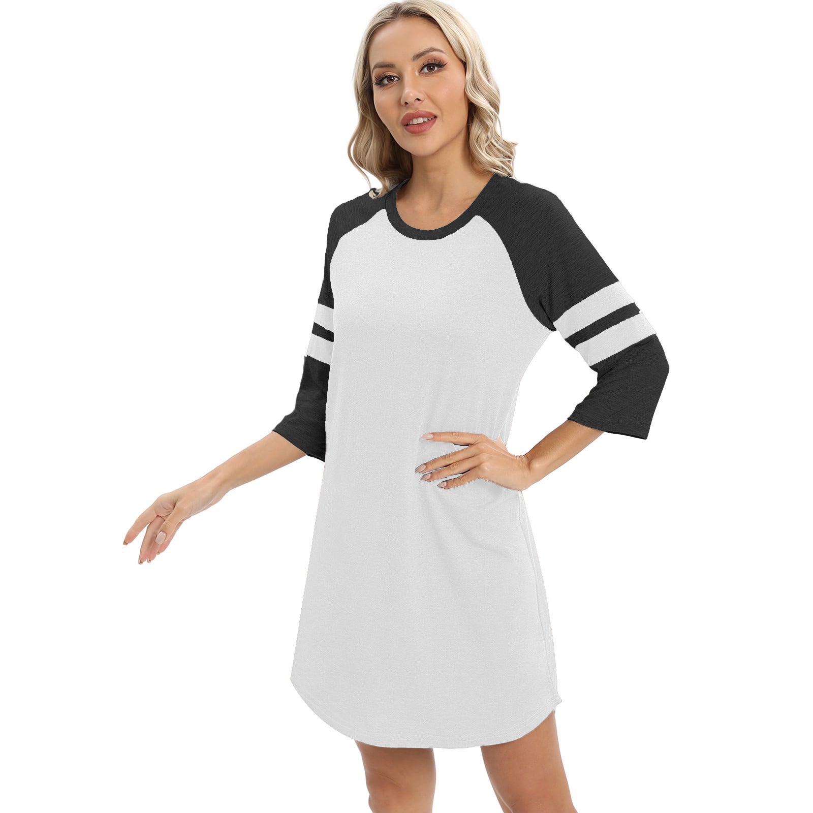 23,29 USD - pyjama d'intérieur à manches courtes et col rond, color block, pour femmes