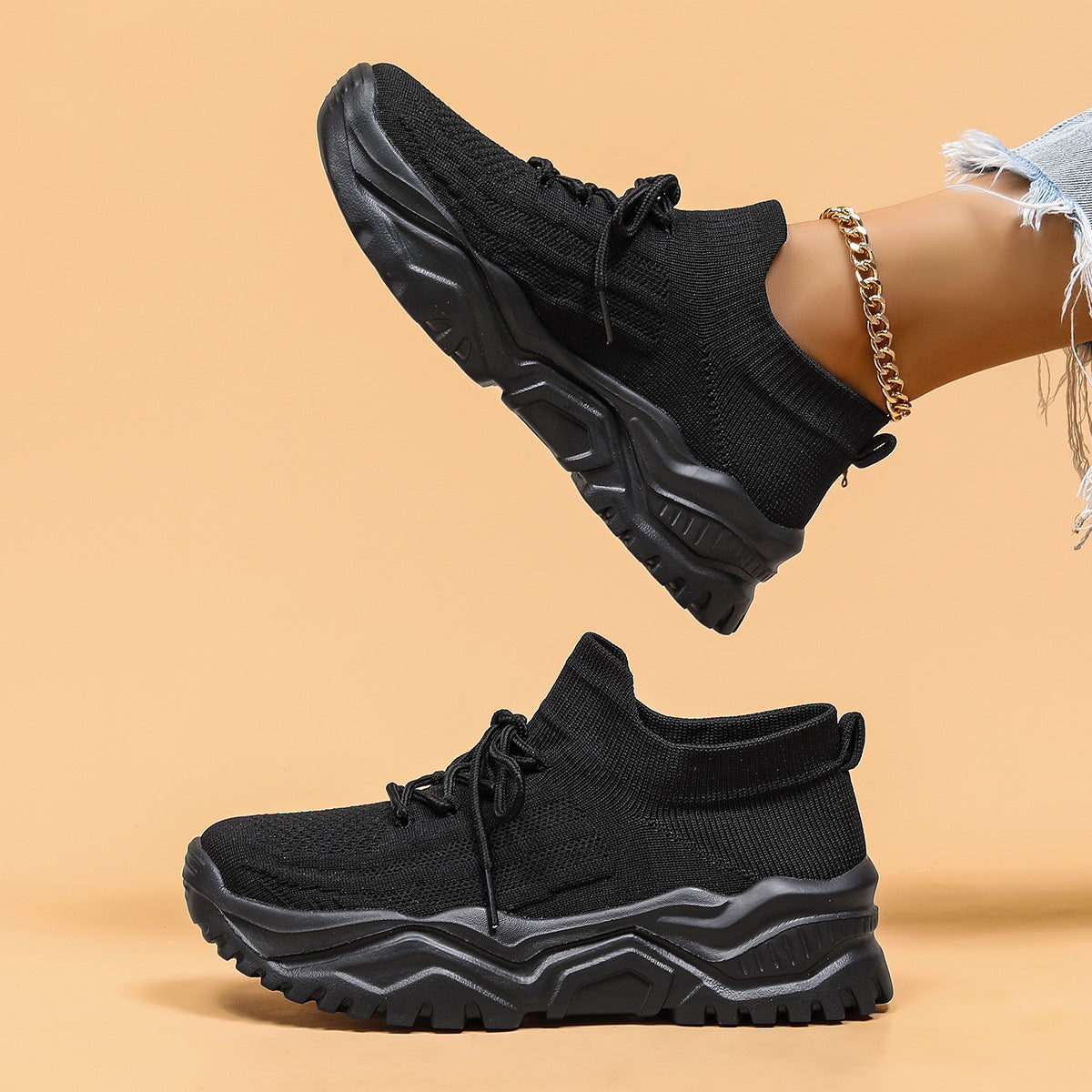 Women's Sports Shoes Breathable Fly Woven Socks Shoes Lazy People One-Step Comfortable Shoes