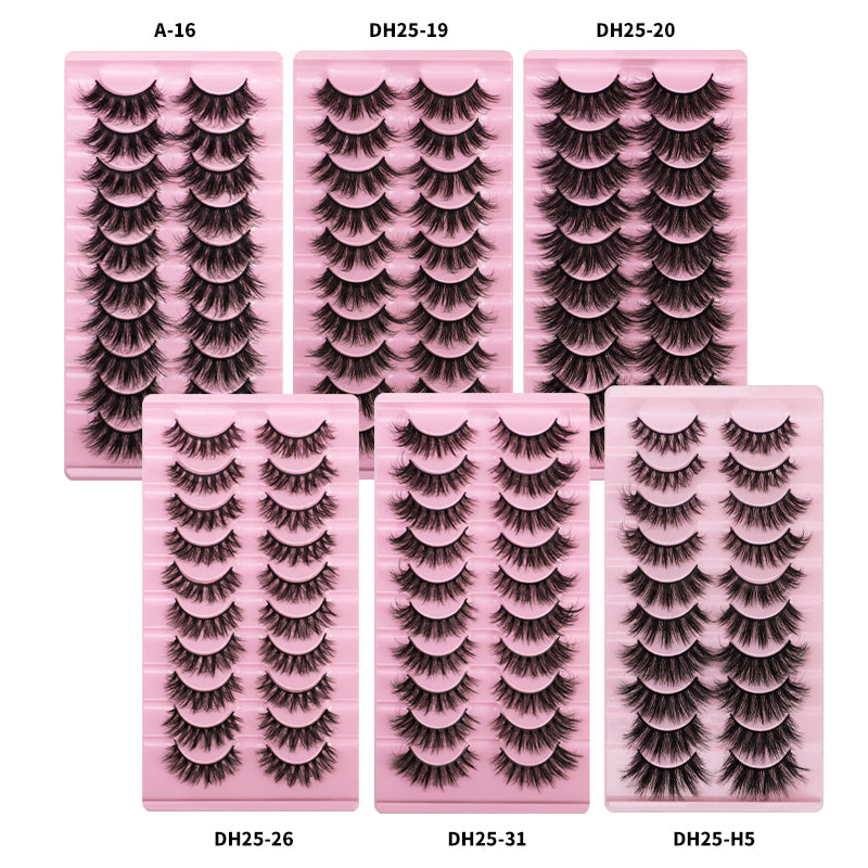 $23.29 - 10 Pairs of Thick Mink Effect Messy False Eyelashes, European and American Style.