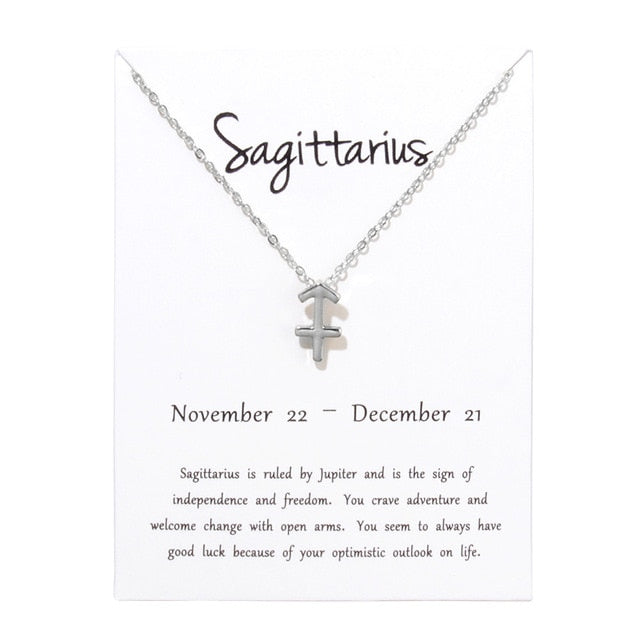 Collier pendentif zodiaque 12 constellations avec carte blanche