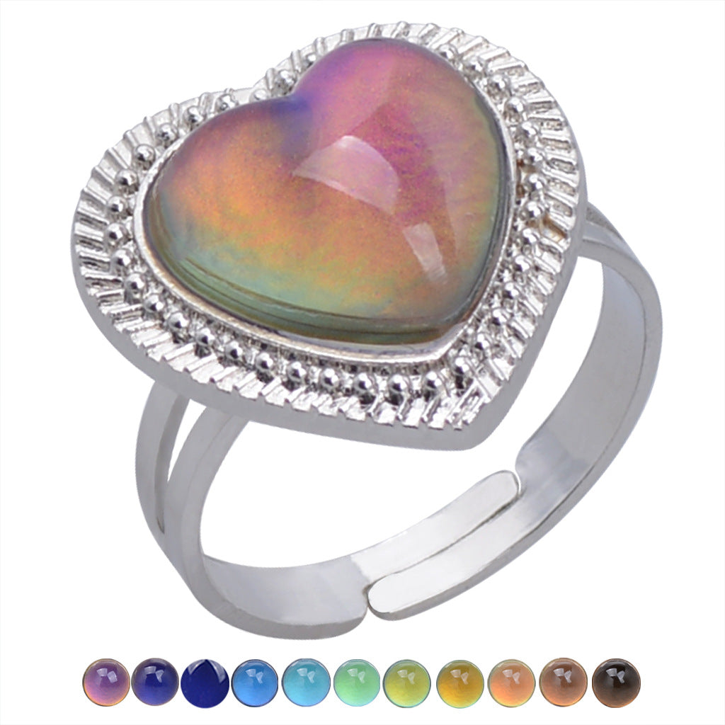 USD 13.98 - Vintage thermochromic ring for women, glamorous and elegant style, adorned with gemstones.