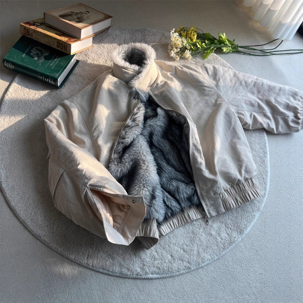 Manteau court d'hiver épais à col en fourrure Wolf King Mountain Hawk pour homme, veste haut de gamme trois-pièces