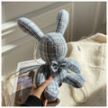 Cute Red Mesh Rabbit Handbag for Doll, Trendy Girl's Bag with Pearl Chain and Coin Purse