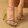 Butterfly Ankle Strap Peep Toe Stiletto Sandals