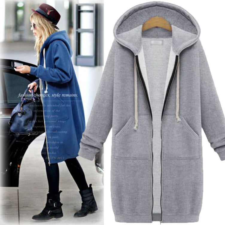 Women's Plus Size Fleece Lined Zip-Up Tunic Hoodie