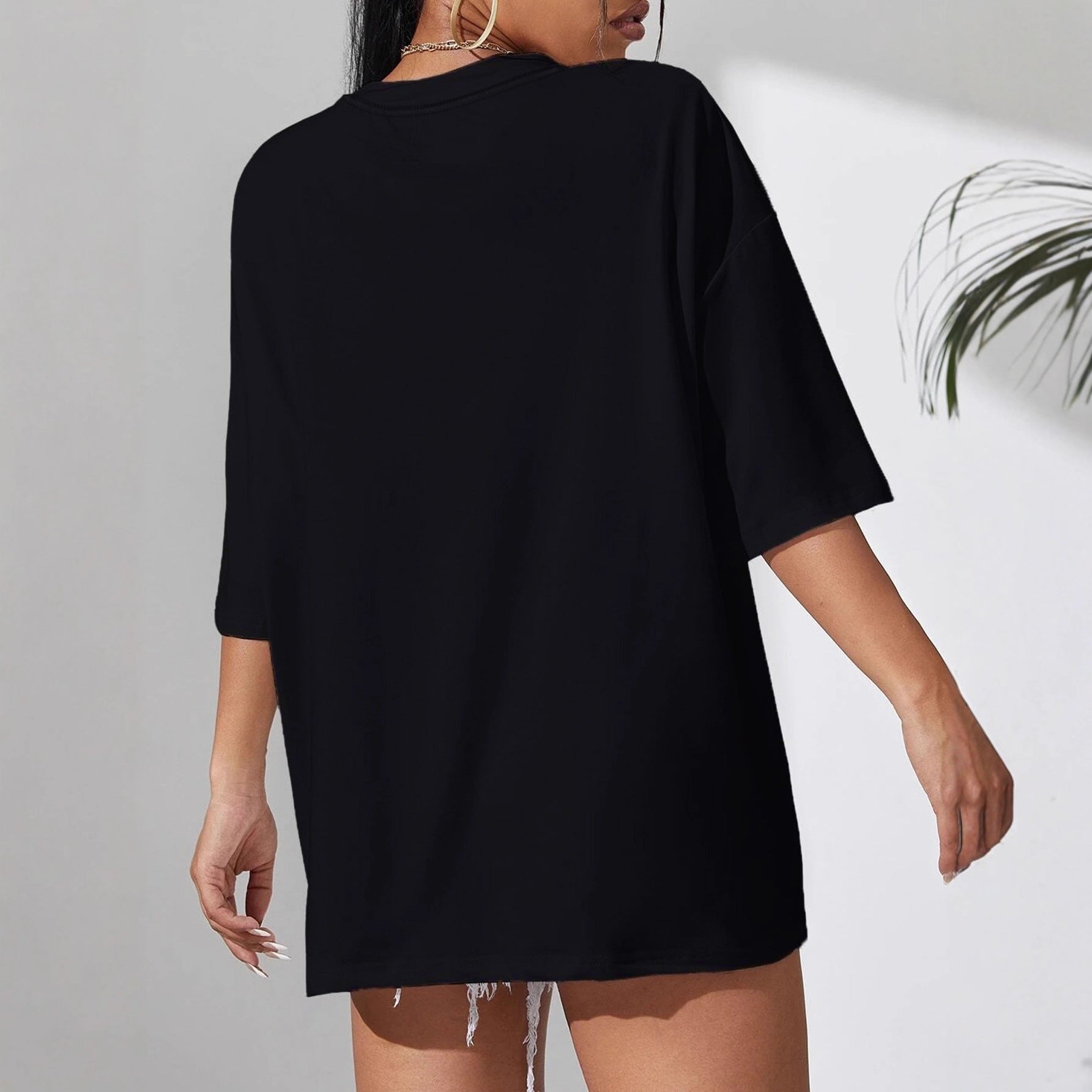 Multicolor round-neck short-sleeve T-shirt