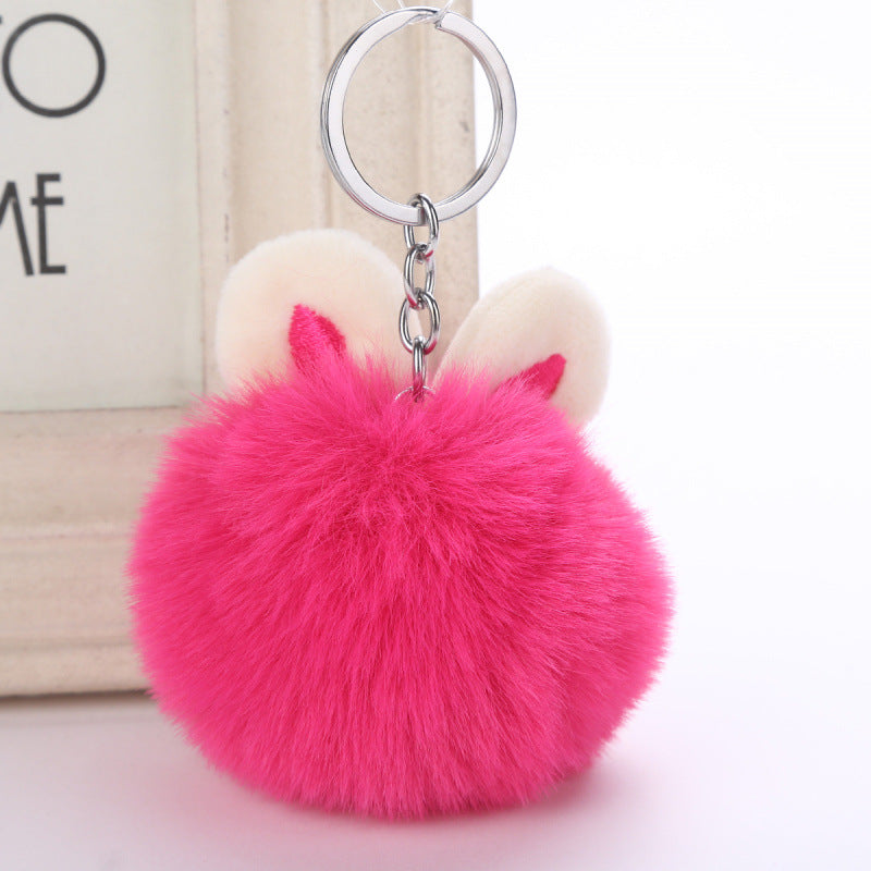 13,98 USD - Pendentif boule de poils oreilles de lapin mignonnes, accessoires de mode pour sacs à main, porte-clés en peluche, ornements