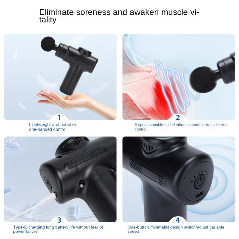 27.93/30.86 USD - Household Muscle Massage Gun, Electric Massager, USB Rechargeable Mini Massage Gun for Muscle Relief