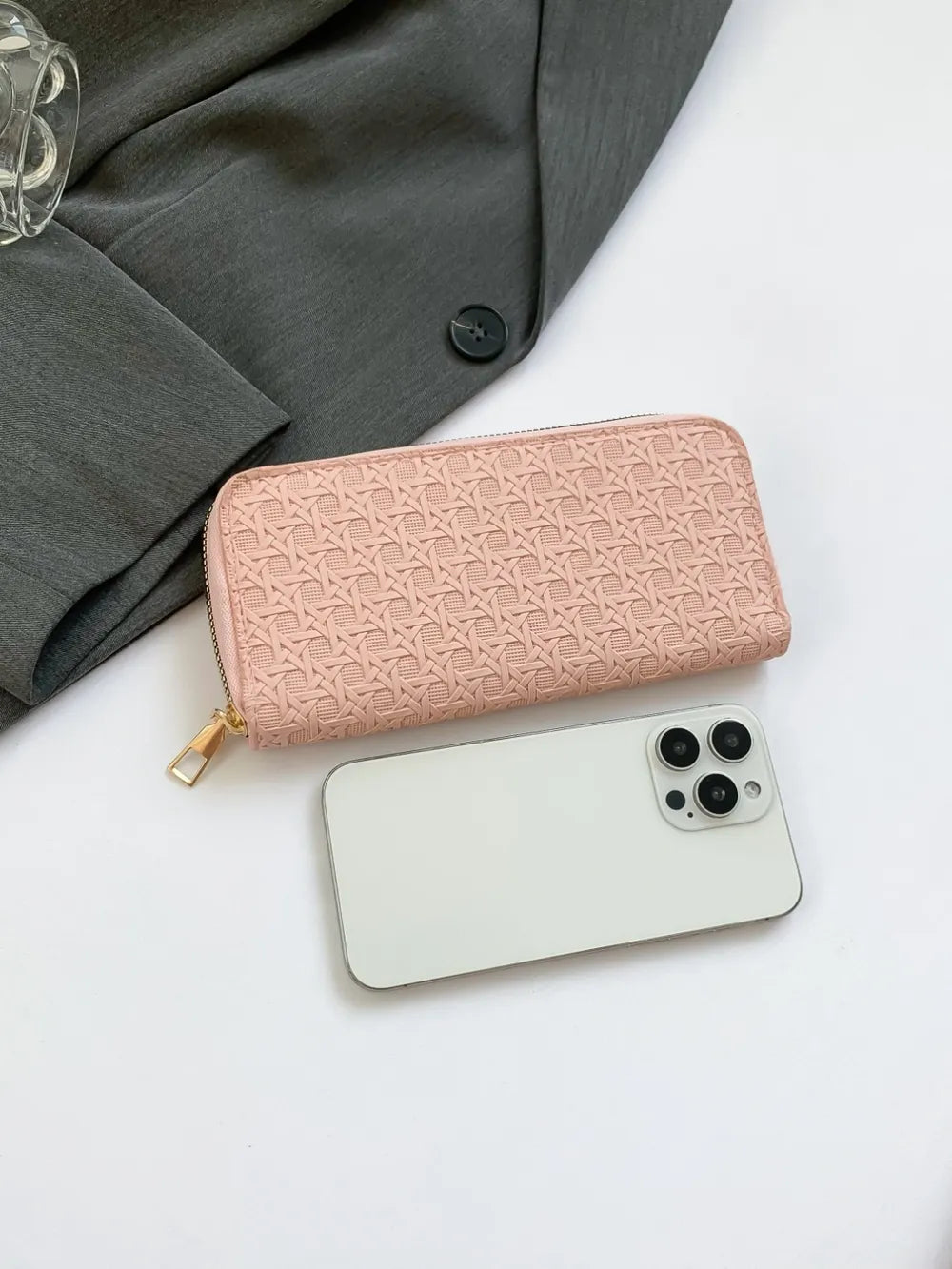 12.81 USD Portefeuille en cuir PU couleur unie