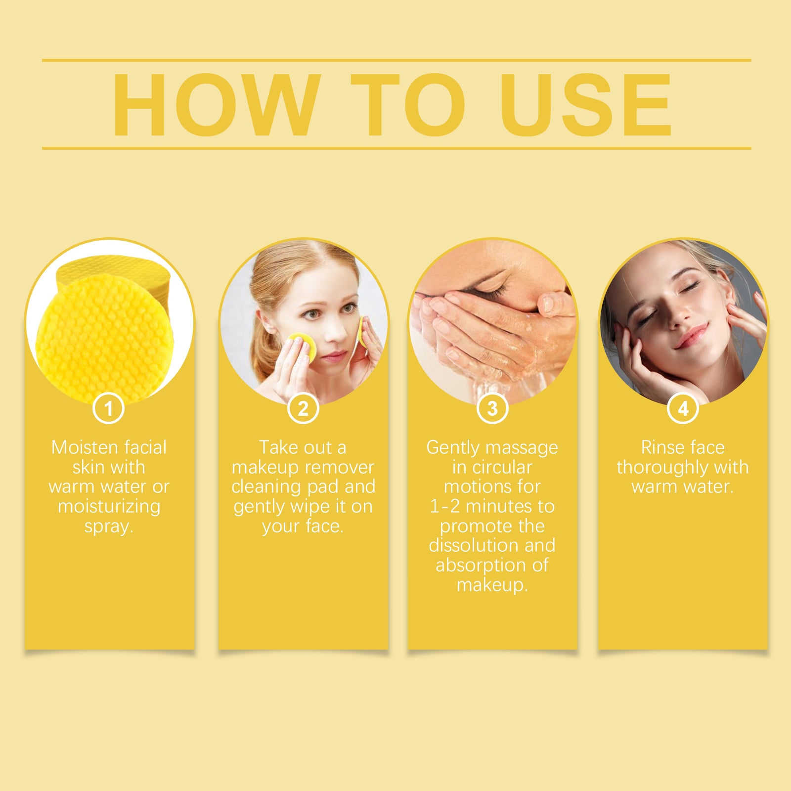 $18.64 - EELHOE Ginger Lemon Make-up Remover Pads, Gentle Facial Makeup Remover, Non-tightening Skin Care