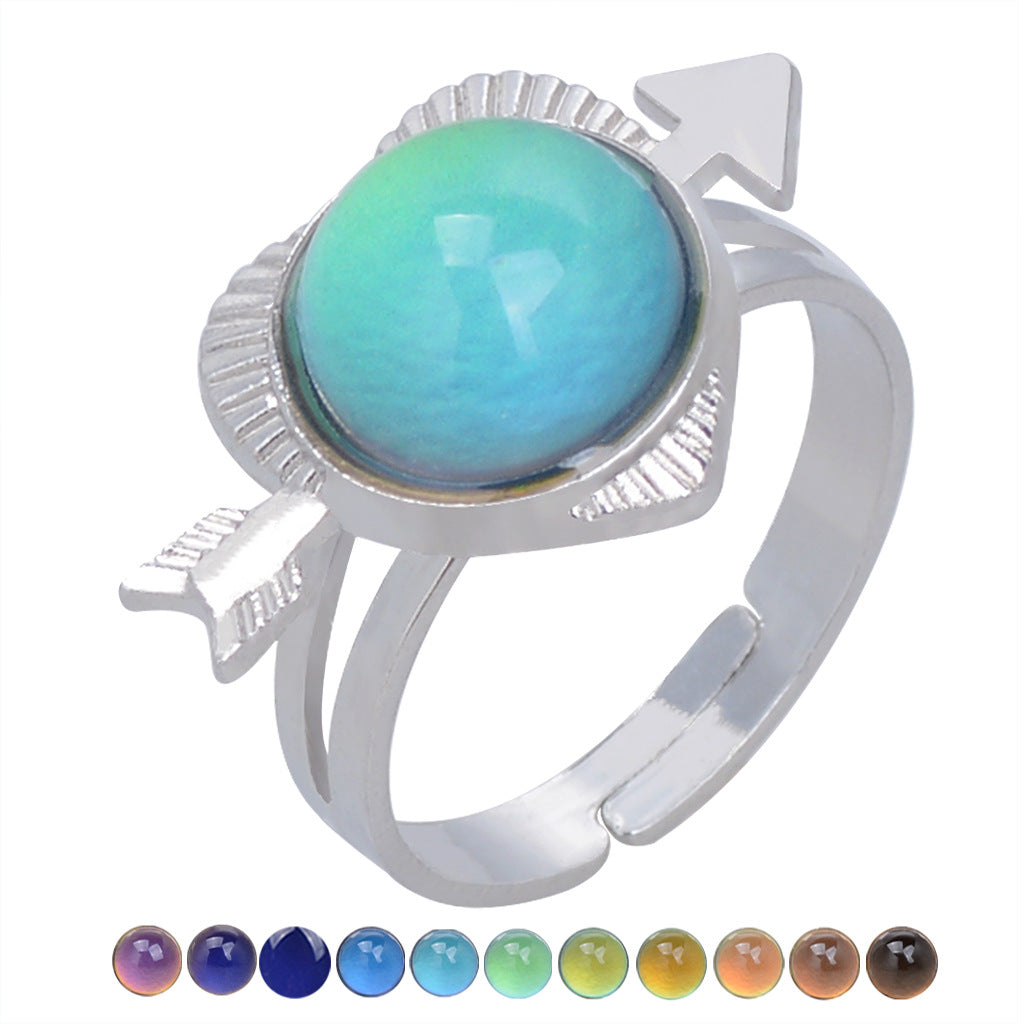 USD 13.98 - Vintage thermochromic ring for women, glamorous and elegant style, adorned with gemstones.