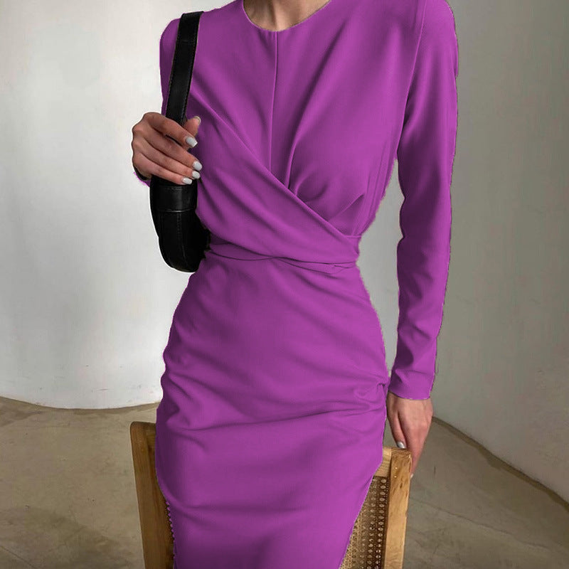 Women's Elegant Long-Sleeved Dress, French Vintage Style, Autumn Fashion