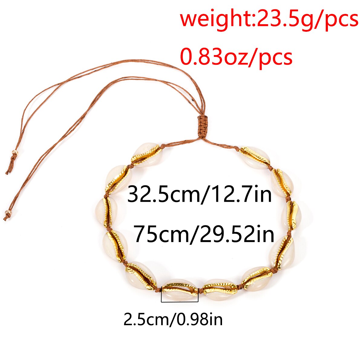 Collier simple et réglable pour femme : un modèle créatif et original, plaqué or, composé d'un coquillage sur une chaîne à un seul rang.
