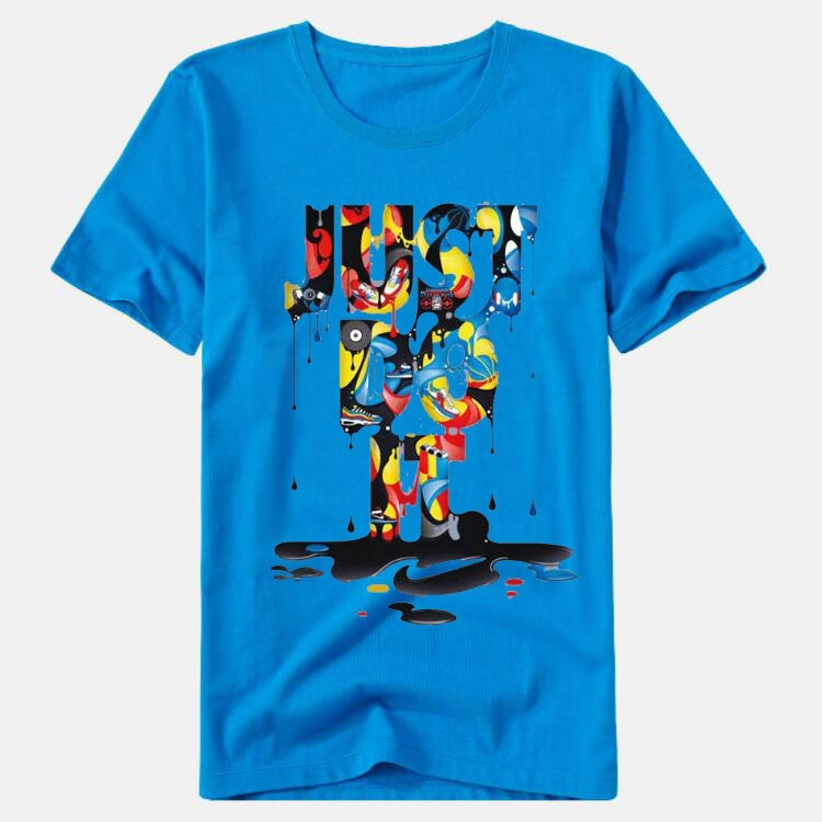16,51 USD - T-shirt imprimé coloré à col rond pour hommes et femmes « JUST DO IT » ce qui signifie fais-le.