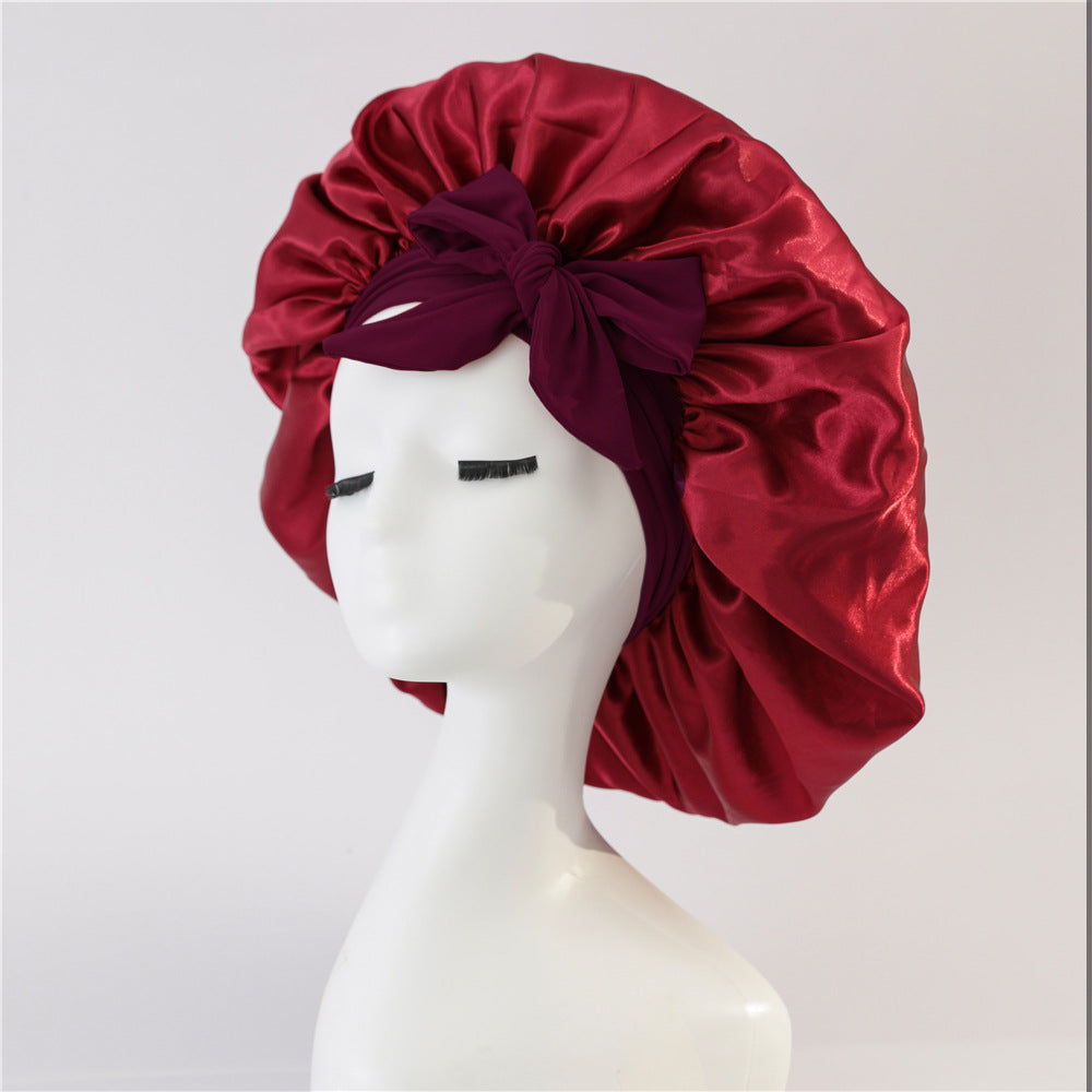 $17.44 - Round hat with elastic knot, plain sleep cap, wide-brimmed headscarf, hat