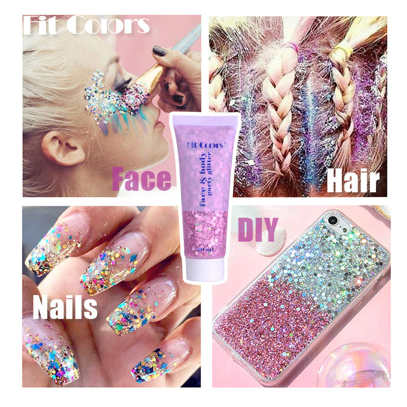 13,97 USD - Fit Colors Gel à paillettes écailles de sirène Visage Corps Lèvres Ombre à paupières à paillettes Maquillage de scène polarisé lumineux